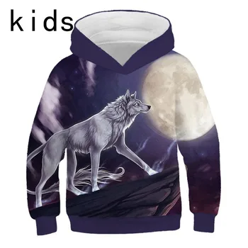 

Wolf 3D Print Boys Girls Hoodies Teens Spring Autumn Outerwear Kids Hooded Sweatshirt Clothes Children Long Sleeve Pullover Tops
