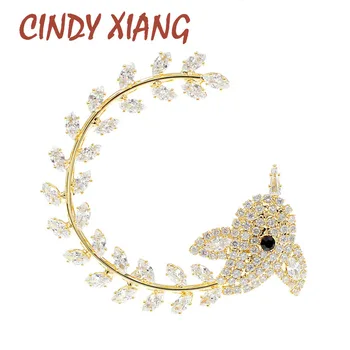 

CINDY XIANG Cubic Zirconia Bird And Olive Brooches For Women Shining Animal Pin Winter Design Fashion Accessories New Arrival