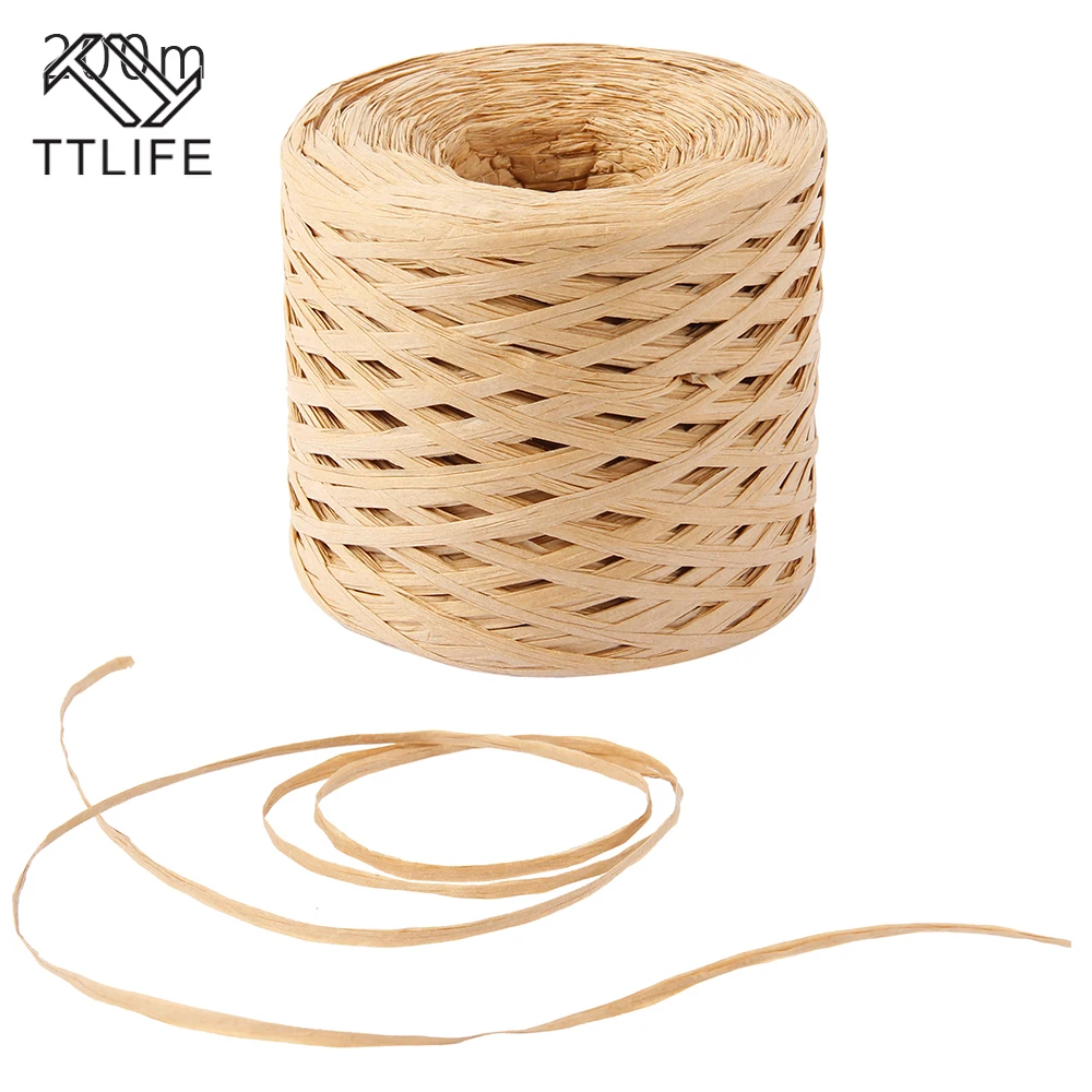 Raffia Paper Ribbon 200 Meters Craft Natural Wrapping Paper Twine Rope Gift Packing Ribbon for Easter Party Wedding Decoration Raffia Paper Ribbon 200 Meters Craft Natural Wrapping Paper Twine Rope Gift Packing Ribbon for Easter Party Wedding Decoration