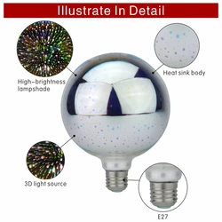 clown 3D Decoration LED Bulb E27 6W 85-265V Vintage Edison Light Bulb Star Fireworks Lamp Holiday Night Light Novelty Christmas
