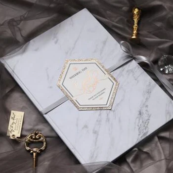 

Ins Solid Color Guestbook Premium Marble Brongzing Letter Ribbon Wedding Party Activity Bookkeeping Paper Signature Guest Book