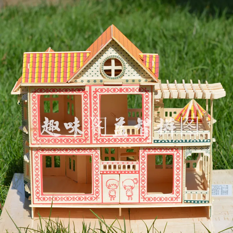3D для того, чтобы сделать дом деревянный пазл ручной работы, Китай(материк) головоломки в собранном виде домик для собственной сборки мебель 10-летней стерео модель