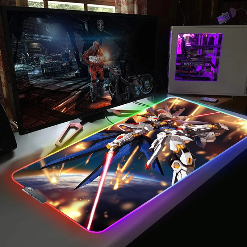 

LED Light Mousepad RGB Mobile Suit Gundam Keyboard Cover Desk-mat Colorful Luminous Mouse Pad Multi-size Computer Gamer CS Dota