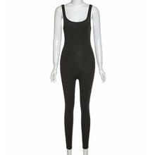 BOOFEENAA Black Sleeveless Sexy Jumpsuits Bodycon Rompers Womens Clothing One Piece Outfit Fitness Sporty Jumpsuite C87-BD21