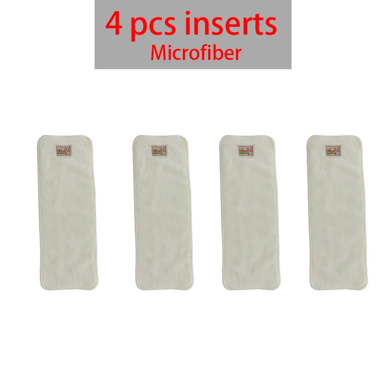 4pcs inserts Многоразовые подгузники Ohbabyka ПУЛ Водонепроницаемый новорожденный моющиеся Подгузники подгузник крышка замша Дышащие детские трусики один размер подходит всем - Цвет: 4pcs inserts