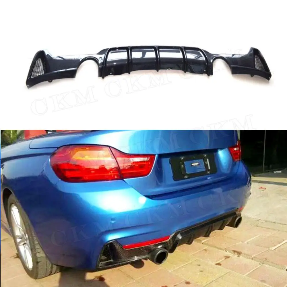 Carbon Look Rear Lip Diffuser Spoiler For BMW 4 Series F32 F33 F36 M Sport 2014-2018 look Bumper Guard MP Style | Автомобили и