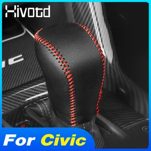 Pu Leather Gear Head Shift Knob Non Slip Grip Handle Cover Protection Trim Inner Car Accessories For Honda Civic 10th 2021-2016