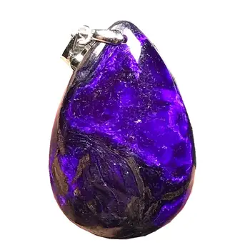 

Top Natural Royal Purple Sugilite Pendant Jewelry For Women Man Crystal 32x22x6mm Beads Silver Water Drop Anticancer Stone AAAAA