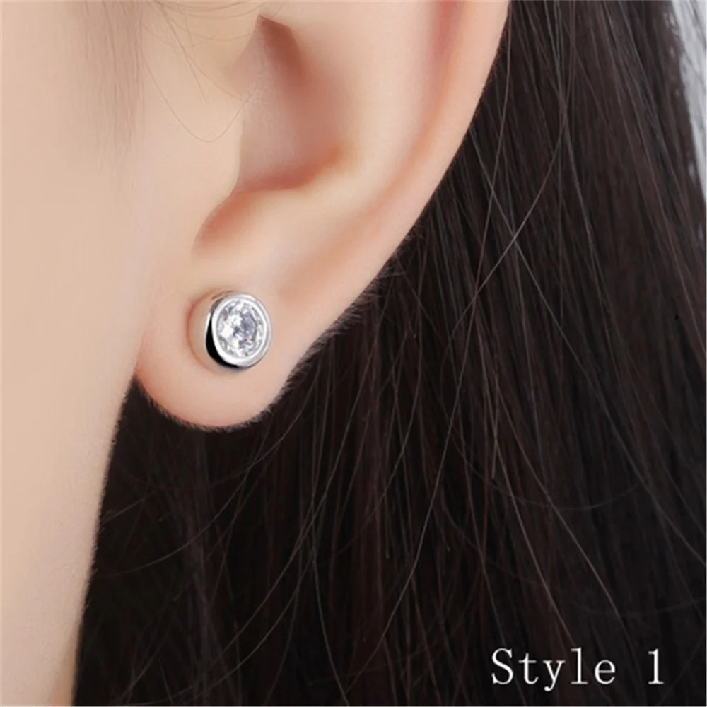 925 Sterling Silver Earrings Stud for Women Solid Silver Jewelry Earrings Bling CZ Zircon Stone Stud Brincos Bridal Wedding