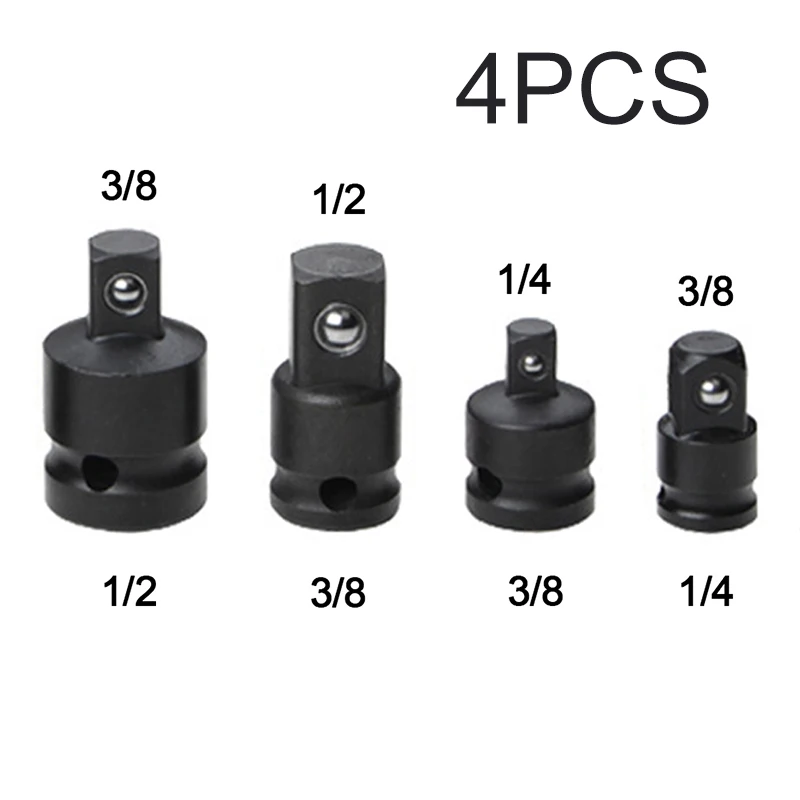 Ratchet Socket Adapter Socket Size Converter Tool Set 4 Piece 1/2" 3/8" 1/4" 