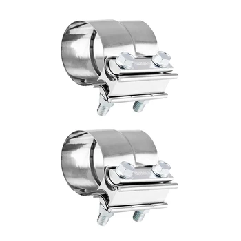 

2pcs 2.25 &quot;Turn To 2.5&quot; Stainless Exhaust Band Hose Clamp Staged Lap Joint Clamp