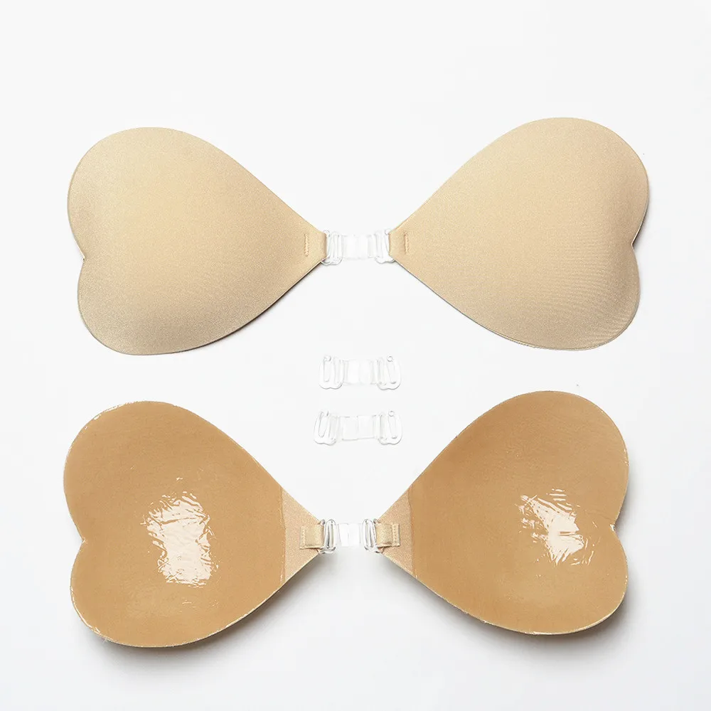 

Sexy Women Invisible Heart Magic bra Push Up Bra Self-Adhesive Silicone Seamless Front Closure Sticky Backless Strapless Bra
