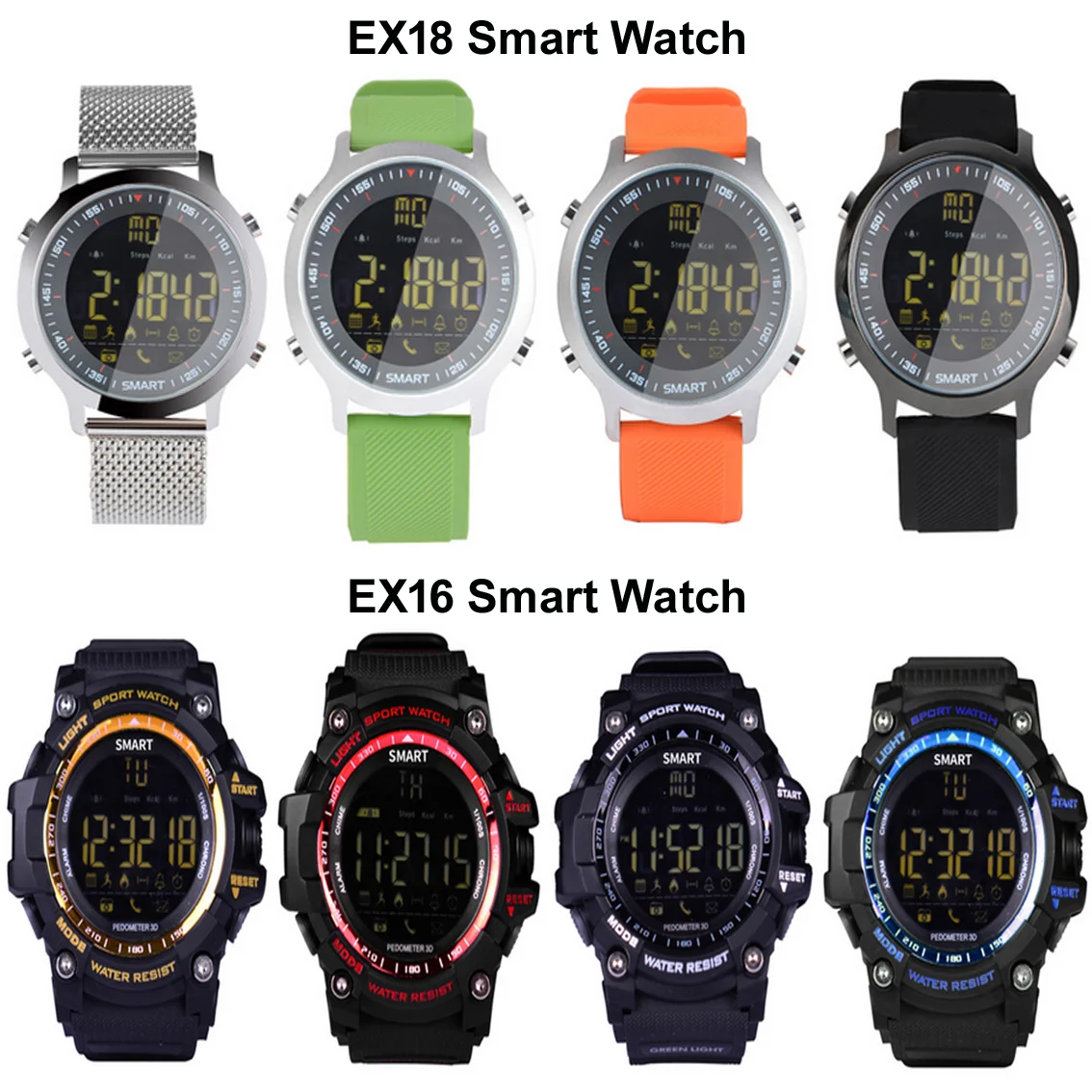 EX18/EX16 Bluetooth водонепроницаемые спортивные Смарт часы Открытый пульт дистанционного управления Pedemeter фото шагомер длительное время ожидания для Android iOS