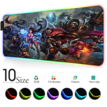 

League of legends RGB Mouse Pad Large Gaming Accessories desk pad LED MousePad XXL with Backlit mouse for pc Rubber mat Pc gamer