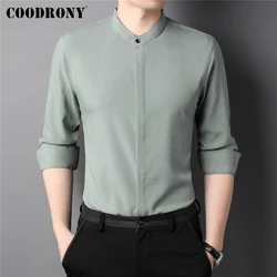 COODRONY – chemise sans col à manches longues pour homme, vêtement classique et décontracté, de marque, de couleur unie, nouvelle collection printemps automne, Z6029 