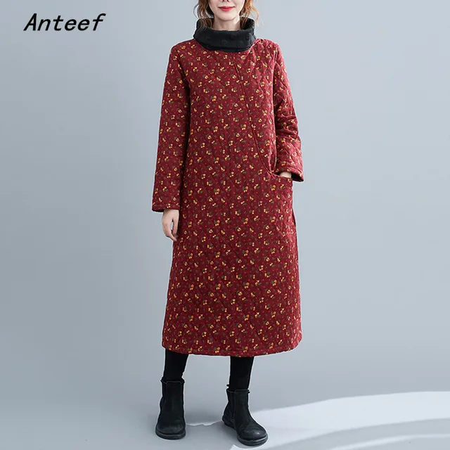 long sleeve plus size cotton vintage floral for women casual loose autumn winter dress elegant clothes 2021 ladies dresses 1