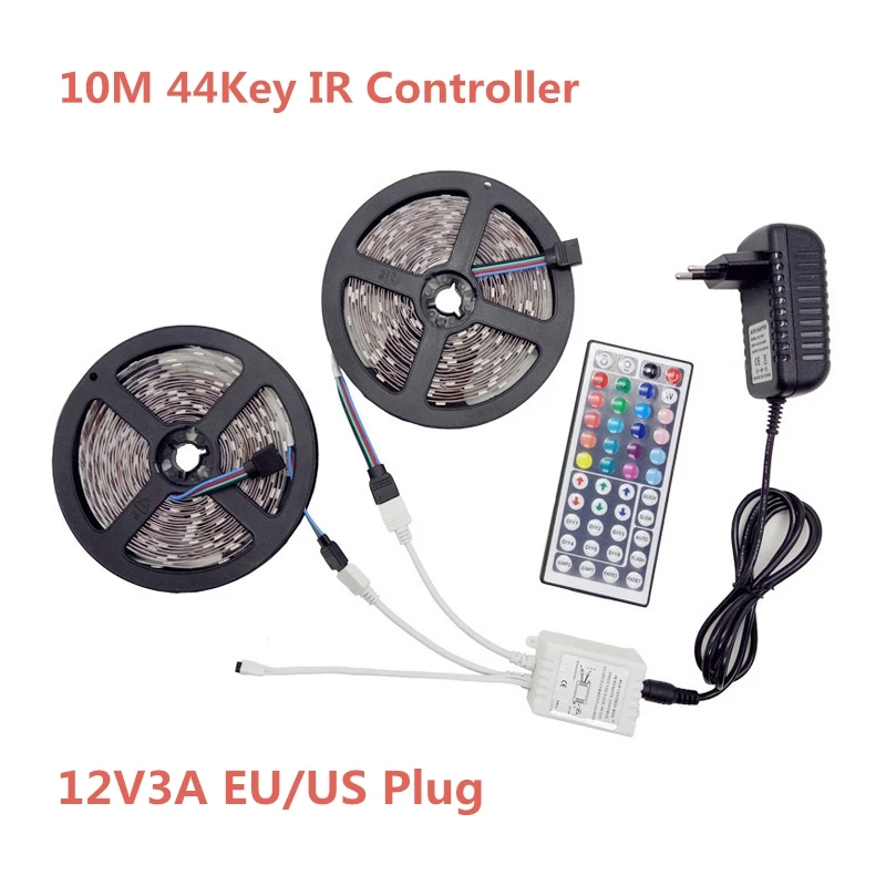 

5M/10M RGB LED Light Strip 2835 60leds no waterproof 12v 2A 3A RGB LED Remote Control Diode christmas living room decoration