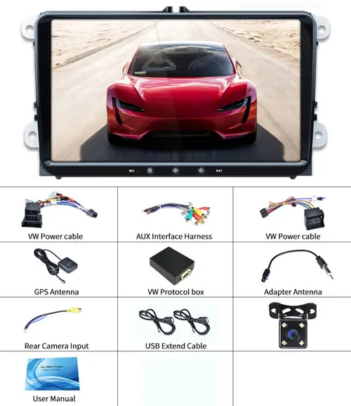 Podofo Android 8,1 2Din Автомагнитола для VW/Volkswagen/Golf/Polo/Tiguan/Passat/b7/b6/leon/Skoda/Octavia gps Автомобильный мультимедийный плеер - Цвет: With 4 LED Camera