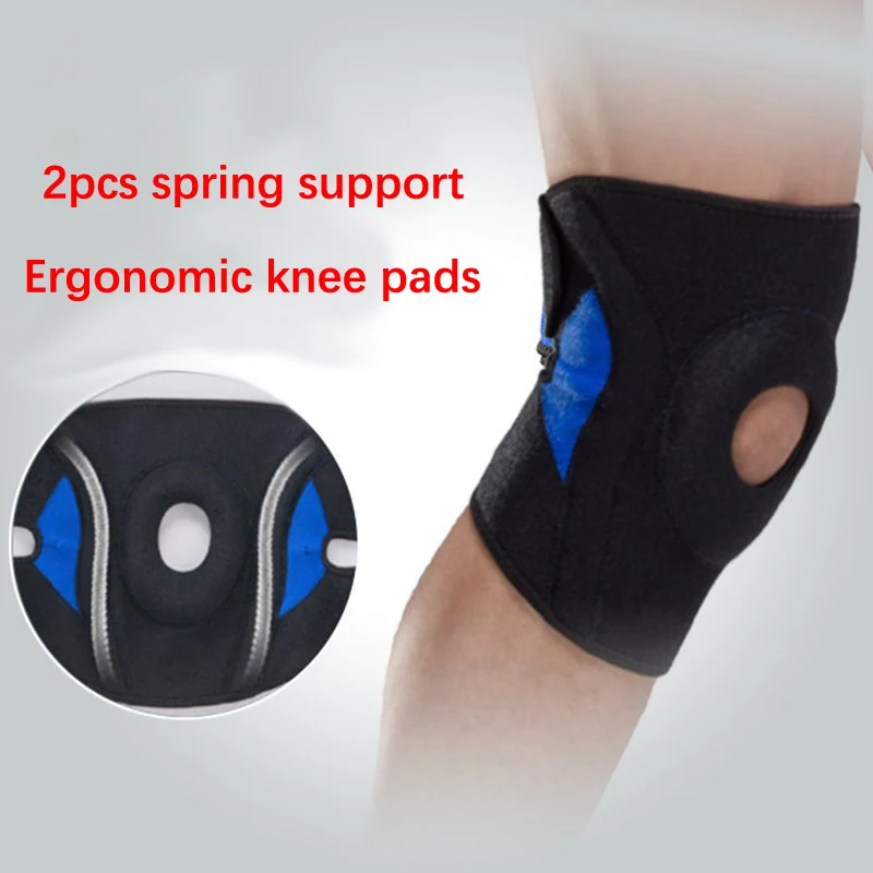 

1pcs 2 Spring Support Ergonomic Football Basketball Badminton Tennis Adjustable Kneepad Kneecap Kneelet Kneeboss Knee Protector