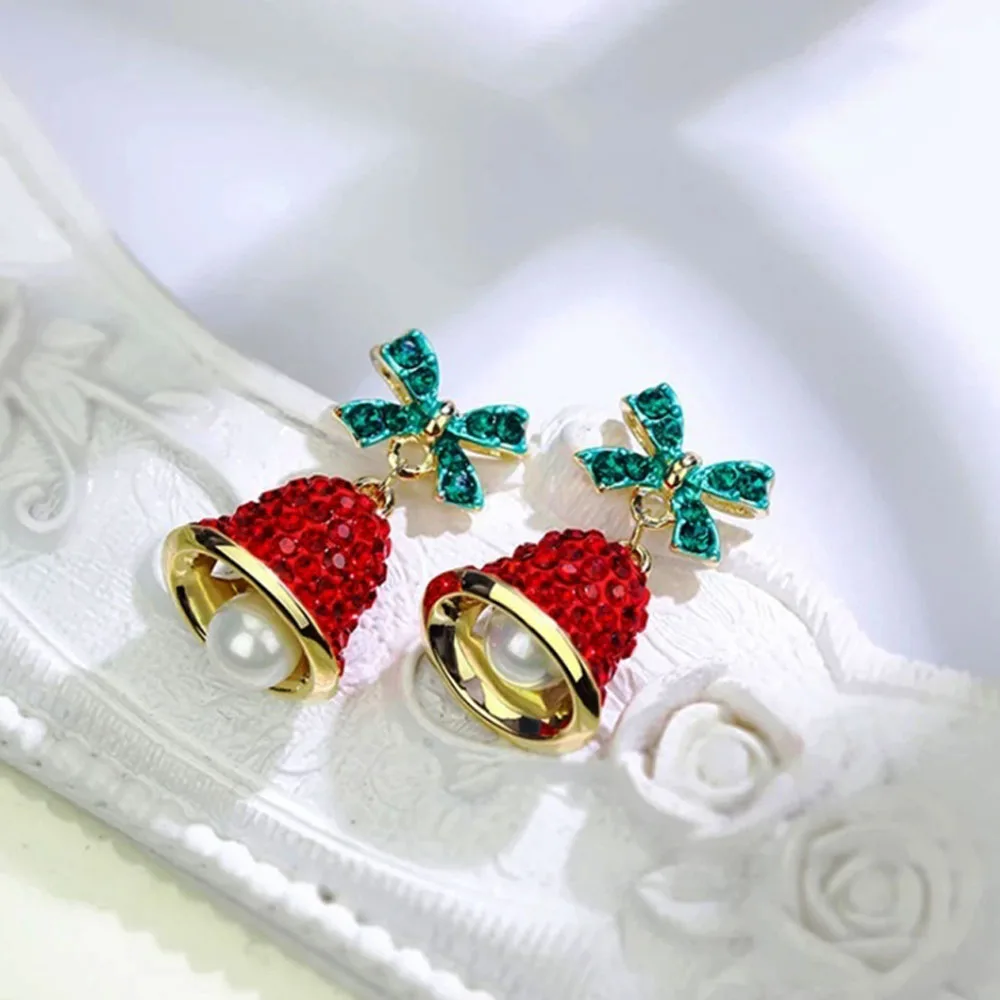 1 пара сережек для девочек простые Стильные Серьги Рождественские подарки новогодний бант колокольчик мода оптом корейский стиль ювелирные изделия
