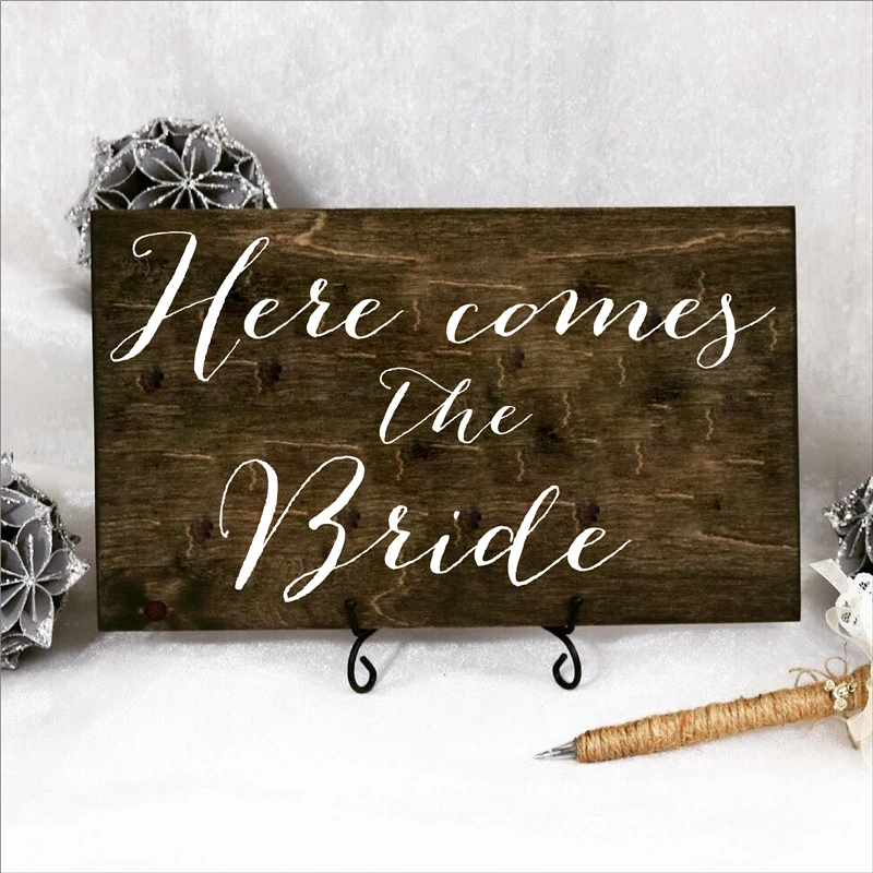 Wedding-Here-comes-the-Bride-Sign-Ringer-Bearer-Flower-Girl-Wedding-Stickers-Vinyl-Removable-Waterproof-decal (3)