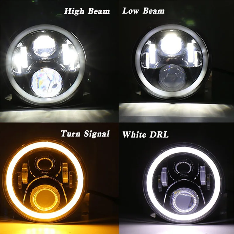 Suporte de Farol de Led para Motocicleta Acessórios para Motocicleta Polegadas com Revestimento Farol de Lâmpada para Harley Anel de 7 Alta - Baixa Luz Led 7 '' 50w h4 16 Computers & Electronics