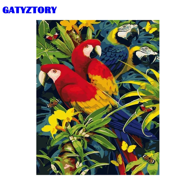 

GATYZTORY Frame Picture Parrot DIY Painting By Numbers Animals Modern Home Wall Art Canvas Painting 50x65cm Home Decors Artwork