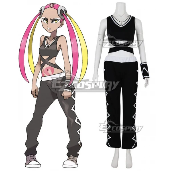 

Pocket Monsters Cosplay Sun and Moon Team Skull Trainer Plumeria Purumeri Halloween Uniform Suit Outfit Cosplay Costume E001