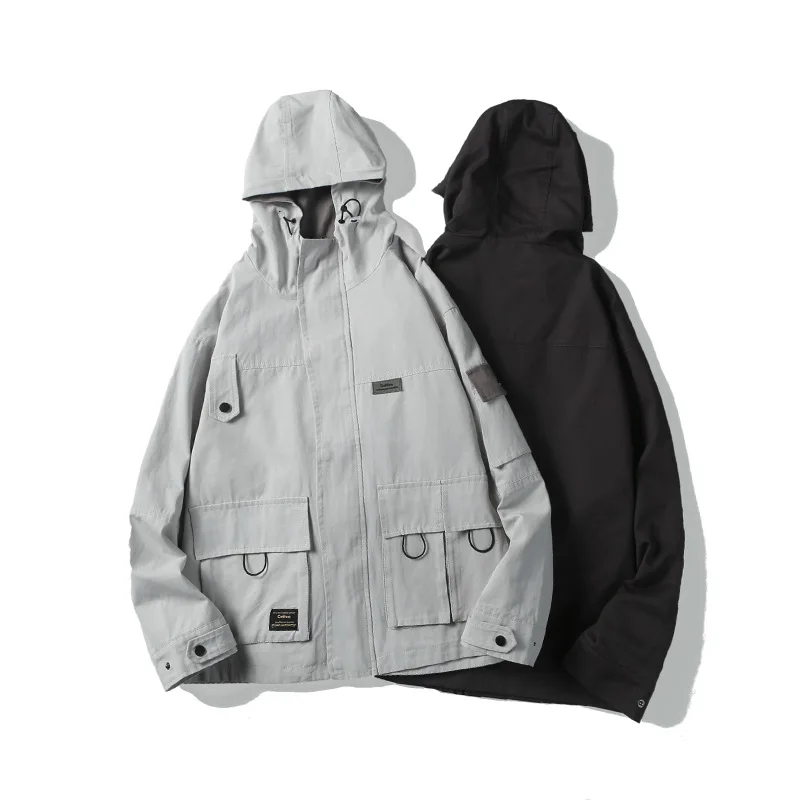 

City Where the Product Autumn New Style Men Hooded Multi-pockets Jacket Tooling Jacket Men's Japanese-style Casual Men'S Wear