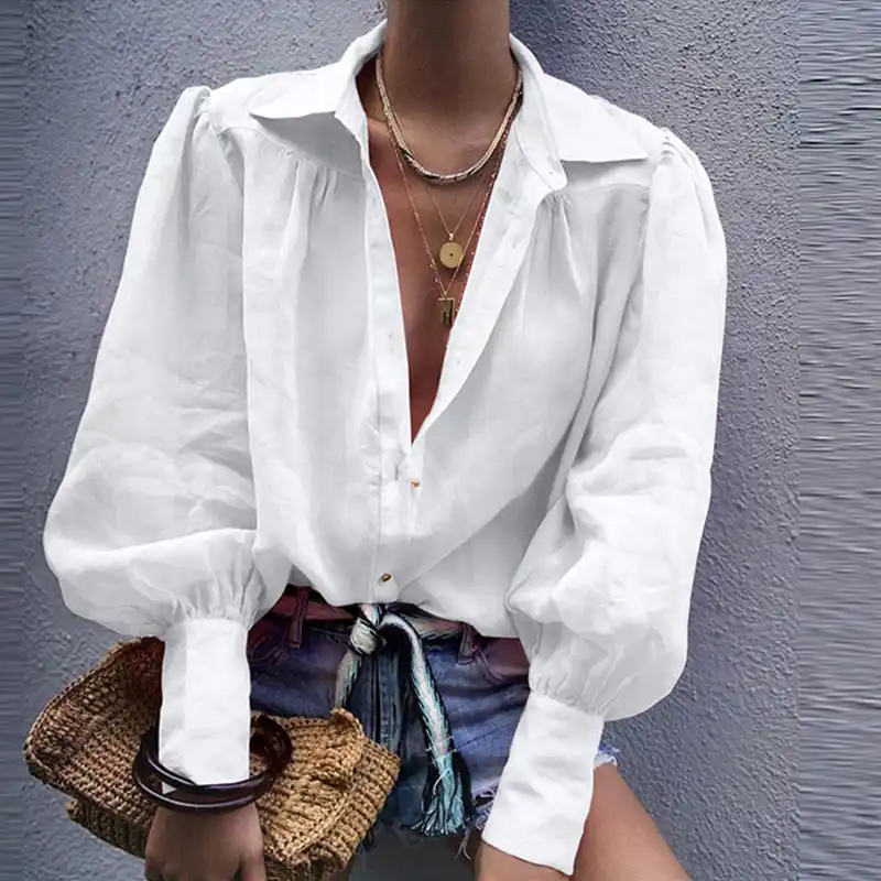 camisas manga larga blancas mujer