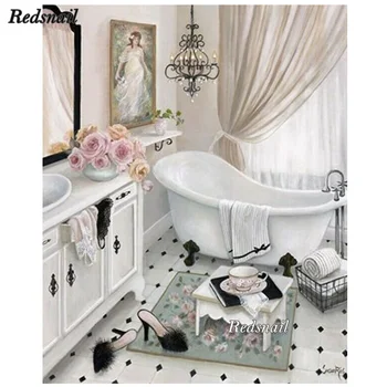 

DIY Diamond Painting Bathtub 3D Diamond Embroidery sale square round drill Mosaic diamond picture Bathroom decoration art EE269