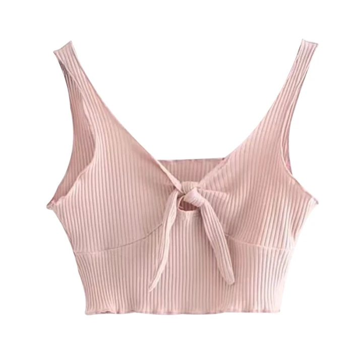 Threaded Neckline Knotted Breast Enlargement Colorful Small Camisole Women's Summer Casual Vest JS25