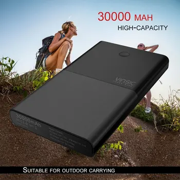 

VINSIC 30000MAH Dual USB External Power Bank LED Screen Display DC Input Output Battery Charger Power Supply for Smartphones