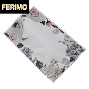 

200pcs/lot 10x15cm Printting Flowers Open Top Aluminium Foil Seal Self Vacuum Storing Packaging Food Pouch For Candy Snacks