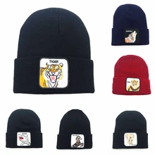 Женская шапка с вышивкой животных, зимние шапки для девочек и мальчиков, мужские теплые вязаные шапки, шапка с черепом, 25 цветов, Прямая поставка