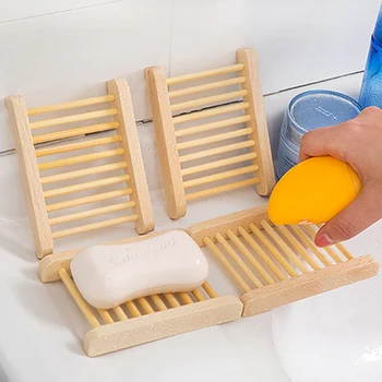 

1Pcs Natural Wood Strong Bathroom Soap Dish Drain Tray Holder Sponge Plate Home Storage Rack