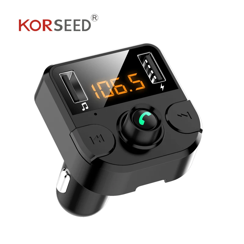 Автомобильное зарядное устройство KORSEED с двумя USB портами и FM передатчиком Bluetooth