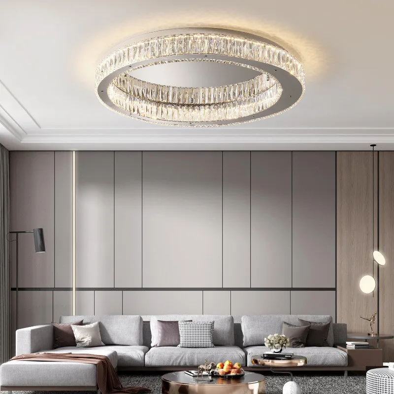 Decken LED Luxus Lampe Chrom Acryl Kristall Leuchte rund Schlaf Zimmer Strahler 