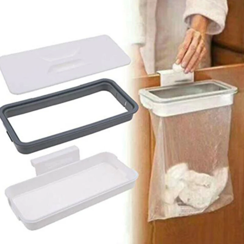 Plastic Door-back Garbage Trash Bag Bracket Rack Hanging Holder Kitchen Shelf Hanging Garbage Bag Holder Kitchen Cupboard Trash