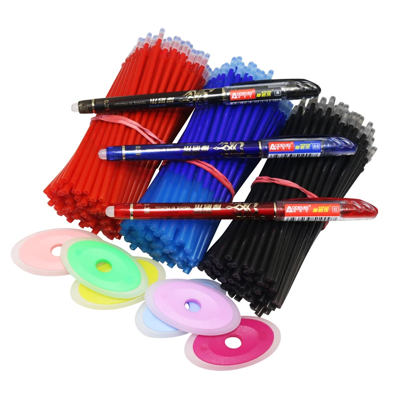 104 Pcs/Lot Erasable Pen Refill Set Washable Handle 0.38mm Blue Black ink Erasable Pen Refill Rod School Office Writing Statione