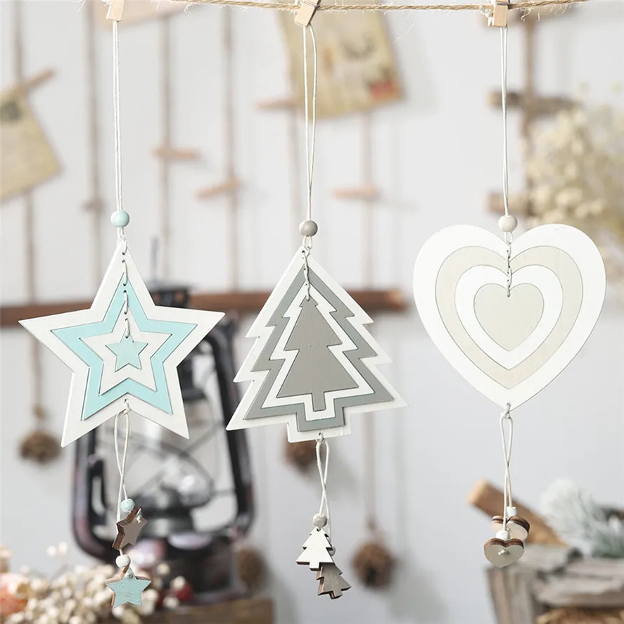 

2019 New Christmas Wooden Four-layer Hollow Pendant 1PC Creative Cute Christmas Hanging Pendant Xmas Home Decoration 0816#30