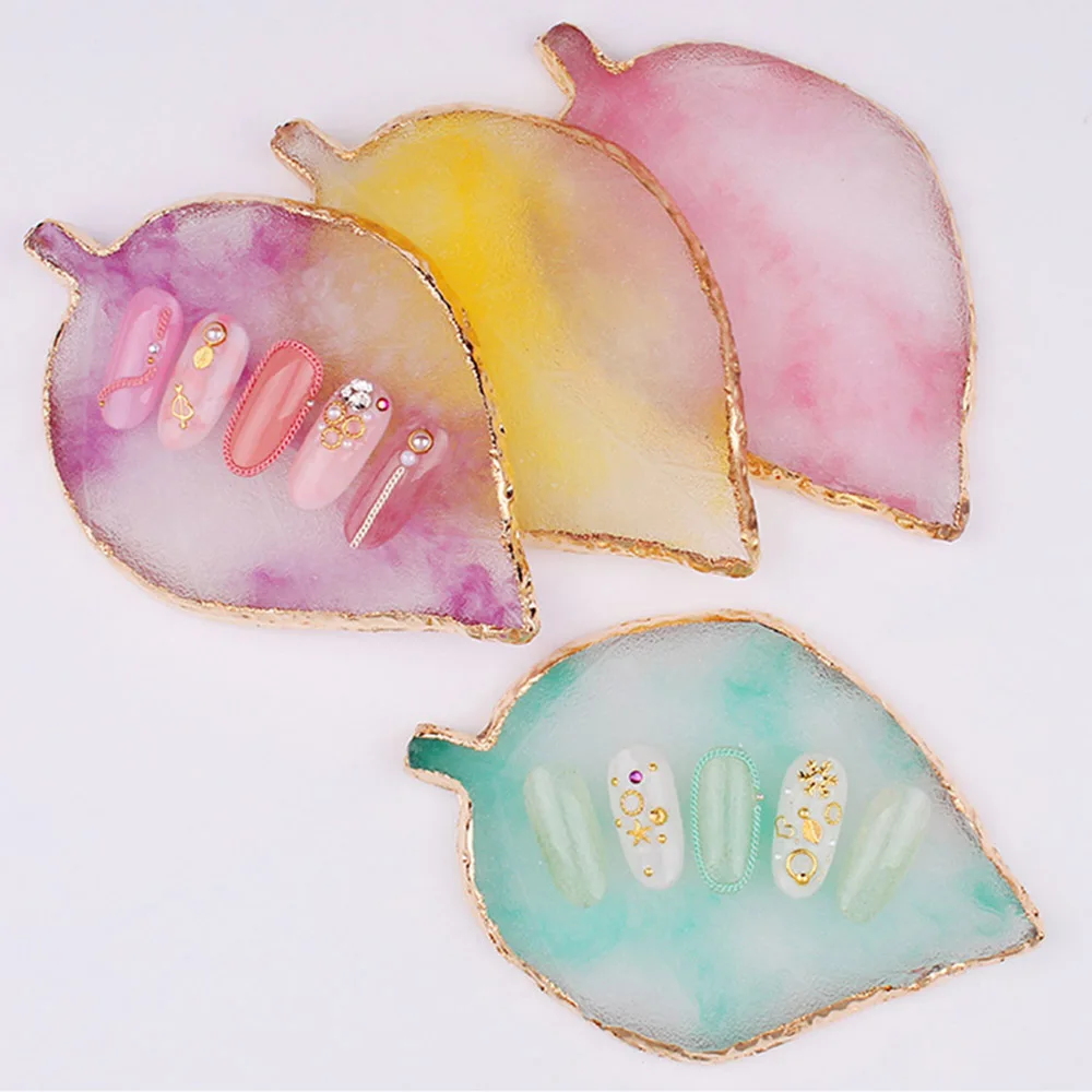 40g Pcs 6 Colors Resin Nail Practice Palette Card Display Leaf Design Gel Nail Polish Color 5