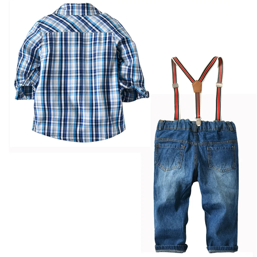 

2019 Spring And Autumn Europe And America BOY'S Suit Shirt Cowboy Male Baby tong tao Shirt Trousers Gentleman Set