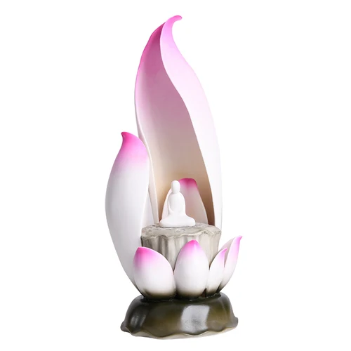 Лотос лампа для свет Будды предметы буддизма Керамические ремесла светодиодный свет Будды креативный неправильный Лотос с вилкой - Цвет: Big