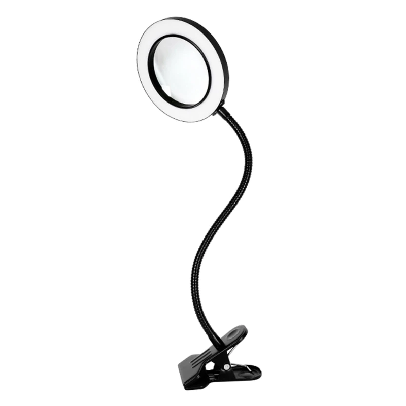 Optical Glass Lens Magnifying Lamp Metal Gooseneck 3 Color Modes 10X Magnification 6.30" Aluminum Alloy Frame for Reading |