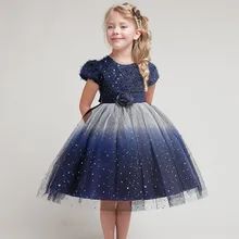 Платье-пачка принцессы на день рождения и свадьбу, детская одежда с блестками и цветочным узором для девочек, детская праздничная одежда для девочек