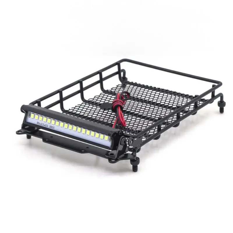 RC Car Rock Crawler Metal Roof Rack with LED Lights Bar