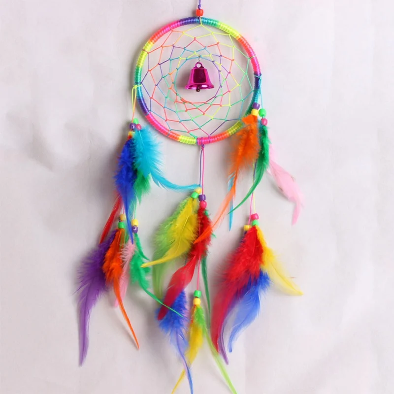 Ветер колокольчик красочные перья ловли сетки Ловец снов повседневное украшение