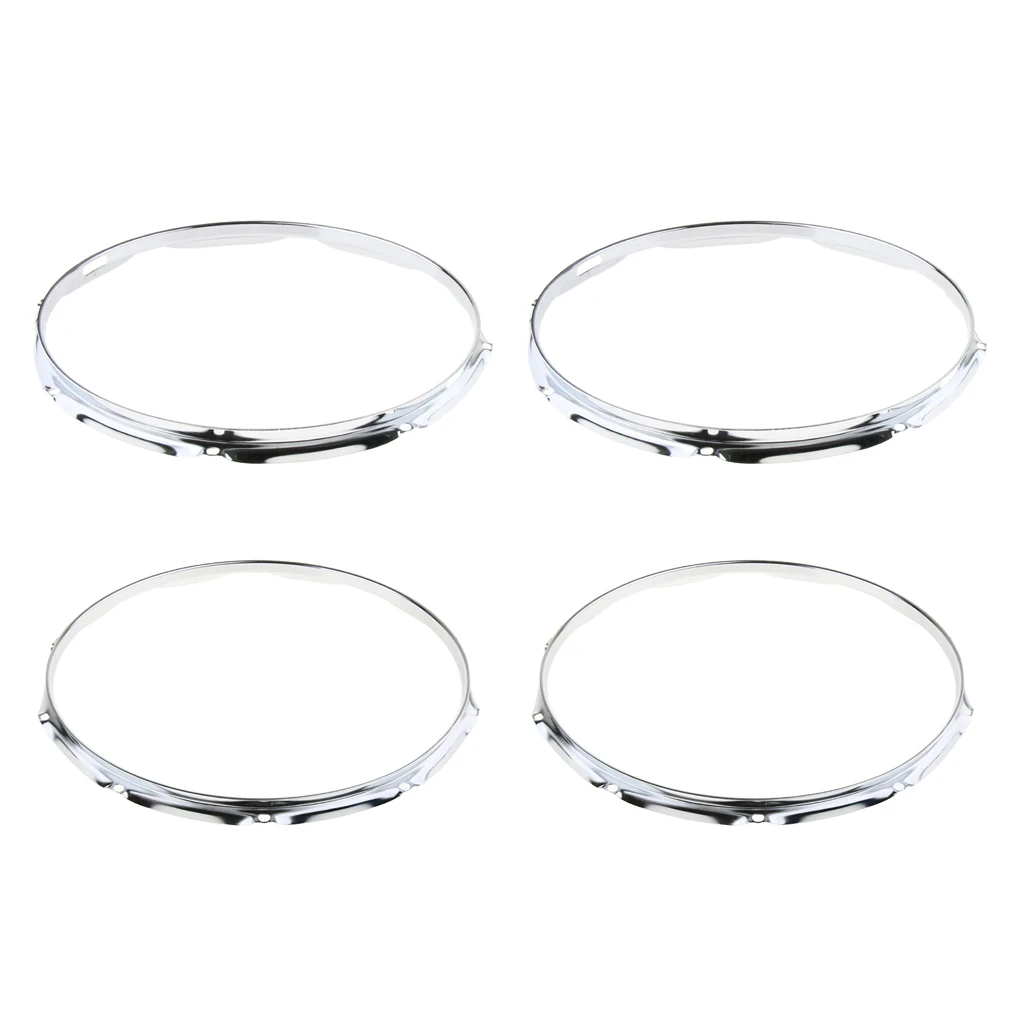 2pcs Chrome 14 Inch Snare Drum Hoop Ring Rim 8&10 Hole For Drum Set Kit