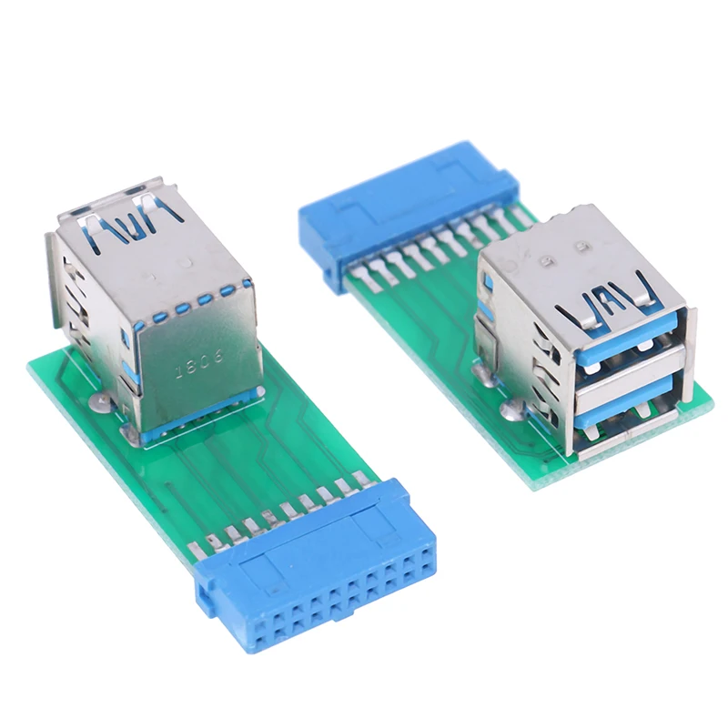 1Pc Motherboard 20Pin Header To 2 Ports USB 3.0 Type A Female Port HUB Adapters